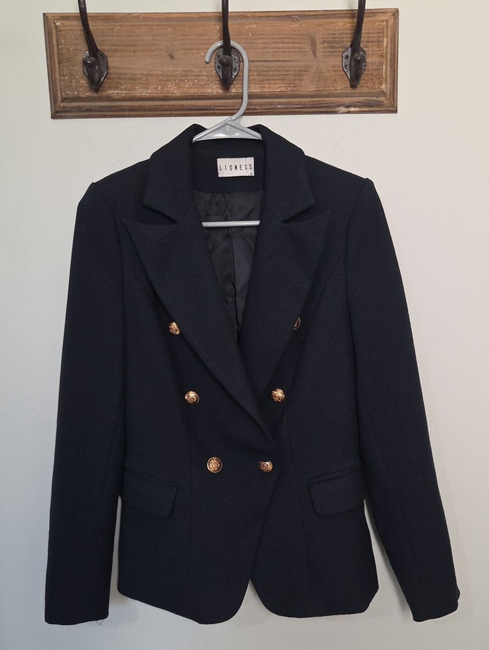 Lioness Double Breasted Navy Blue Gold Button Blazer Medium EUC - Picture 6 of 9